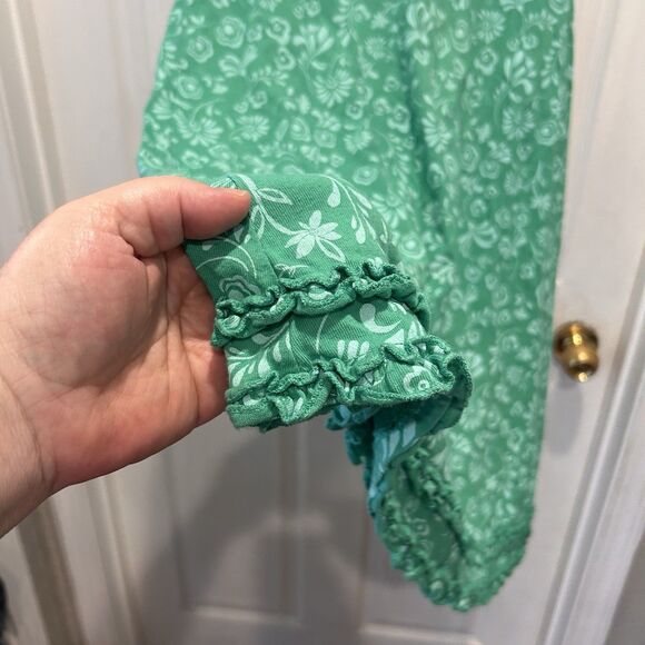 Fresh Produce Sleeveless Dress Womens Medium Green Floral Cotton Made in USA - Picture 3 of 7